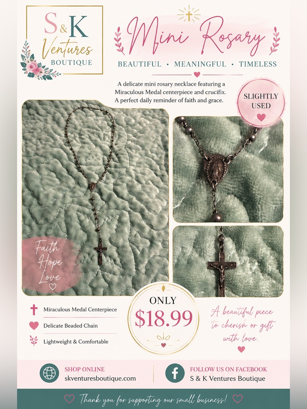 Mini Rosary Necklace in Silver